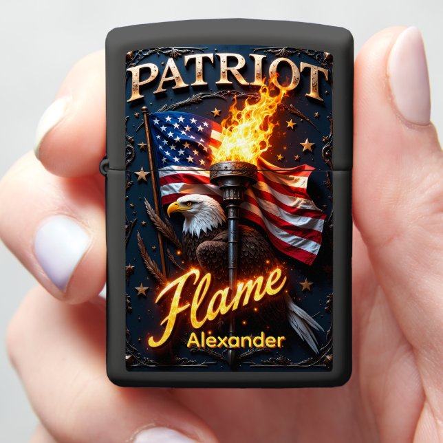 Patriot Flame Eagle Liberty Torch Case Zippo Lighter (In Hand)