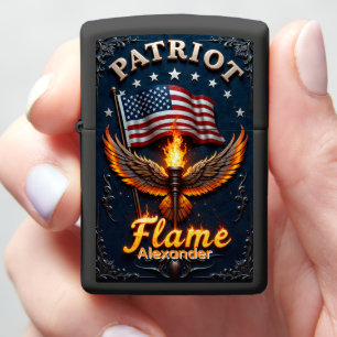 Patriot Flame Wings Torch Black Case Zippo Lighter