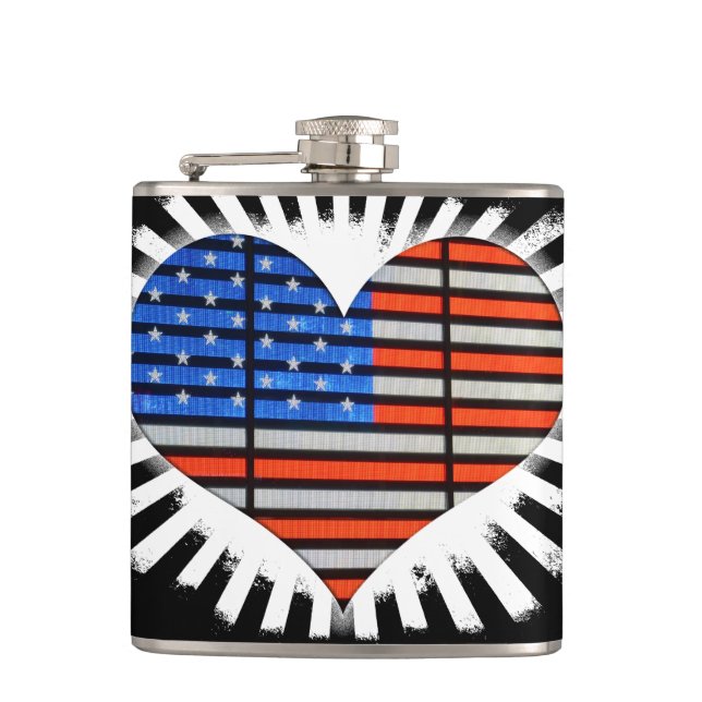 Patriot Heart American Flag Flask (Front)