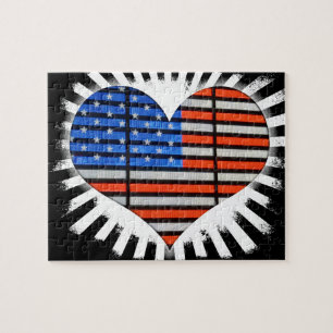 Patriot Heart American Flag Jigsaw Puzzle