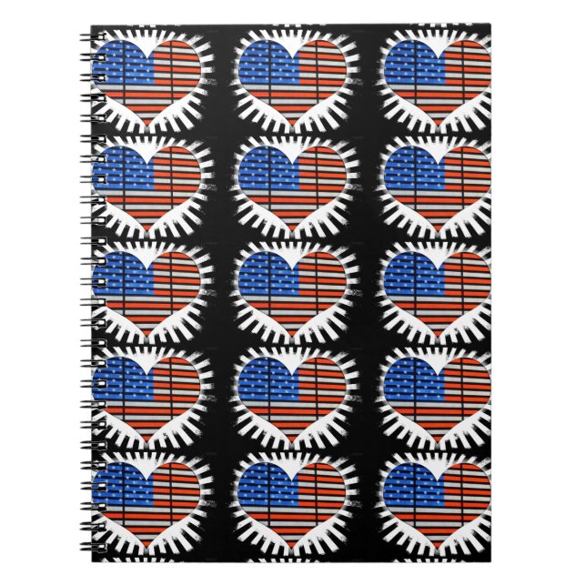Patriot Heart American Flag Notebook (Front)
