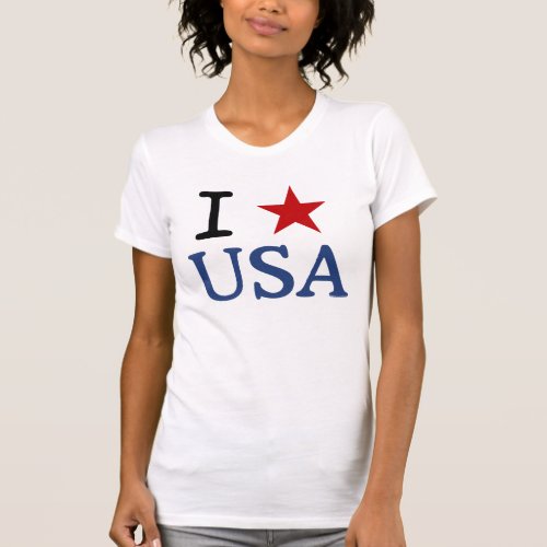 Patriot I Heart USA Red Star America I LOVE USA T_Shirt