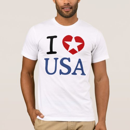 Patriot I HEART USA White Star America I LOVE USA T_Shirt