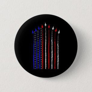 Patriot July 4th Fighter Jets Airplane Usa Flag Ki Button