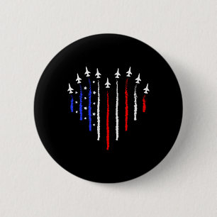 Patriot July 4th Fighter Jets Airplane Usa Flag Ki Button