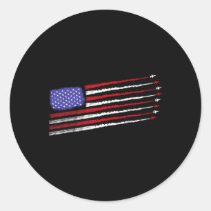 Patriot July 4th Fighter Jets Airplane Usa Flag Ki Classic Round Sticker