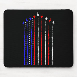 Patriot July 4th Fighter Jets Airplane Usa Flag Ki Mouse Pad