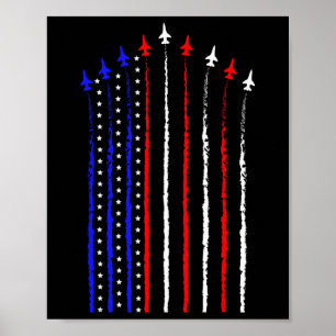 Patriot July 4th Fighter Jets Airplane Usa Flag Ki Poster