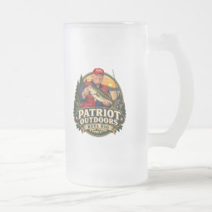 Patriot Outdoors Fishing Two-Sided Frosted Glass Beer Mug