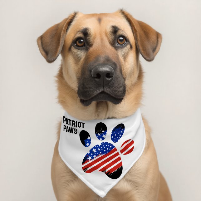 Patriot Paws Dog Paw American Flag Pet Bandana Collar (Dog 2)