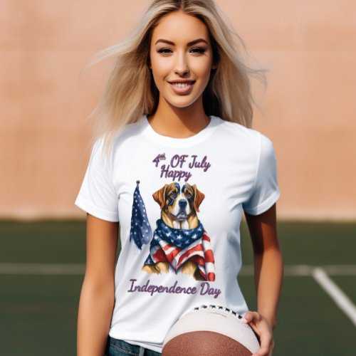 Patriot Pup in Stars and Stripes Independence Day T_Shirt