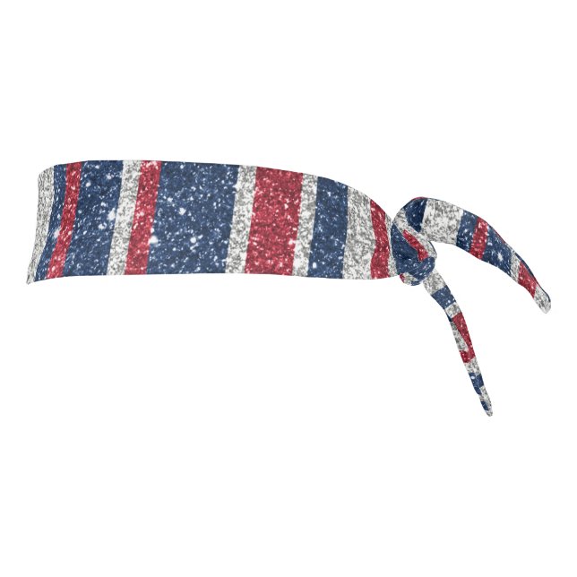 Patriot Red White Blue Glitter Glam Stripes Tie Headband (Rotate 90)