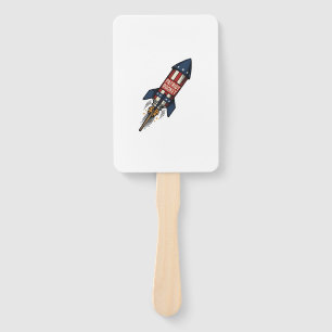 Patriot Rocket 4th of July Vintage Fireworks Desig Hand Fan