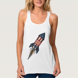 Patriot Rocket 4th of July Vintage Fireworks Desig Tank Top