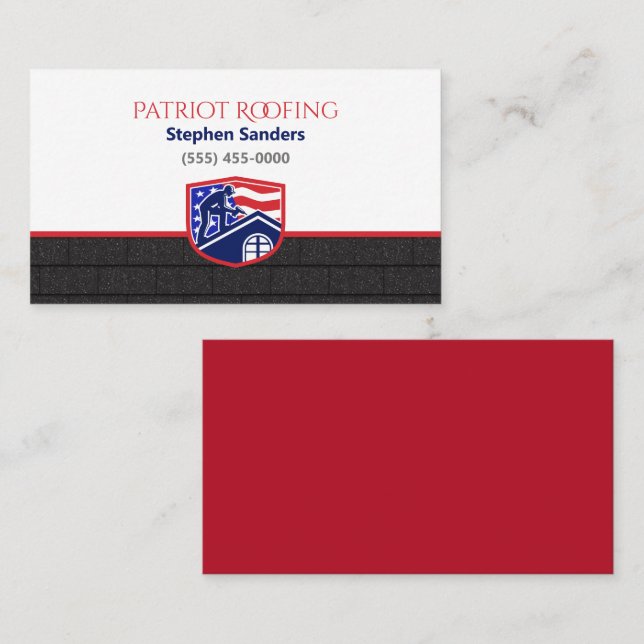Patriot Roofing Shingles Construction Company Business Card (Front/Back)