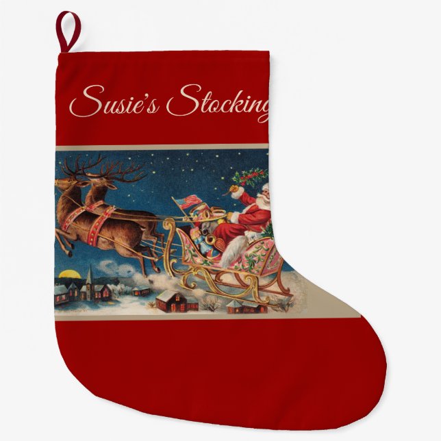 Patriot Santa Large Christmas Stocking (Front)