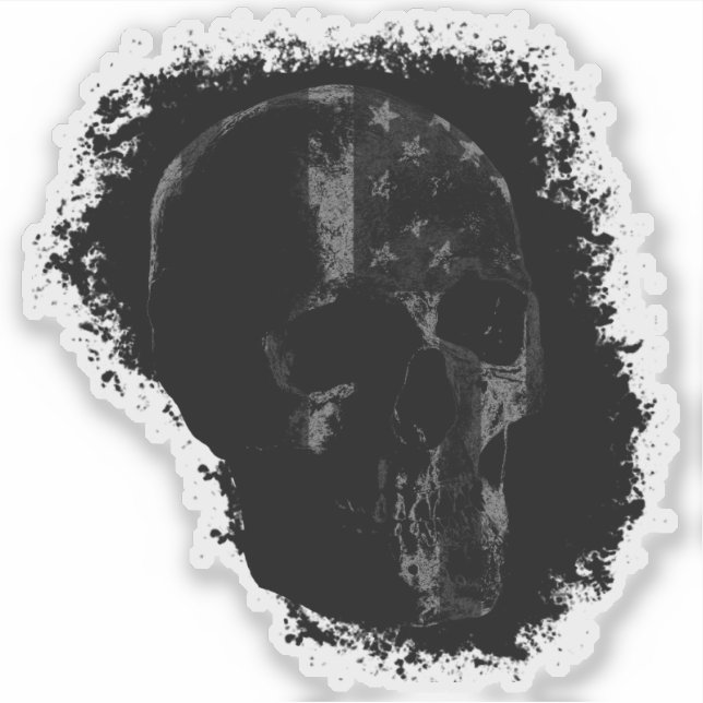 PATRIOT SKULL Black Grey Sticker (Front)