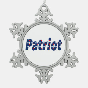 Patriot Snowflake Pewter Christmas Ornament