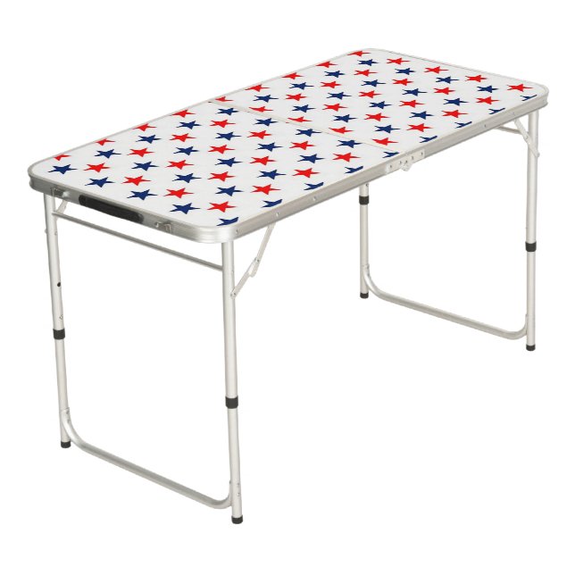 Patriot Stars, Red Blue Beer Pong Table (Angled)