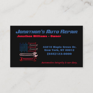 Patriot Tool Flag Car Auto Mechanic Repair Service Business Card