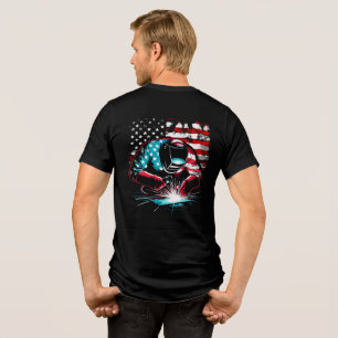 Patriot USA Flag Welder Striking An Arc Men's Tri-Blend Shirt