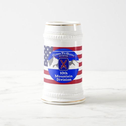 Patriotic 10th Mountain Division Climb To Glory Beer Stein
