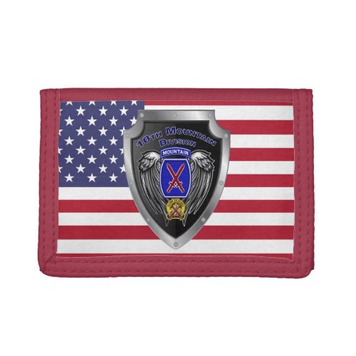Patriotic 10th Mountain Division Trifold Wallet