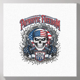 Patriotic 1776 Off Road Skull Monster Truck Canvas Photo Tile
