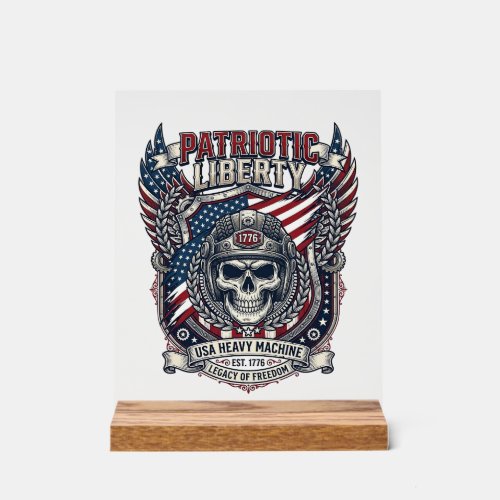 Patriotic 1776 Off Road Skull Monster Truck Heavy  Acrylic Sign