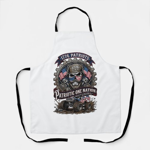 Patriotic 1776 Off Road Skull Monster Truck Heavy Apron