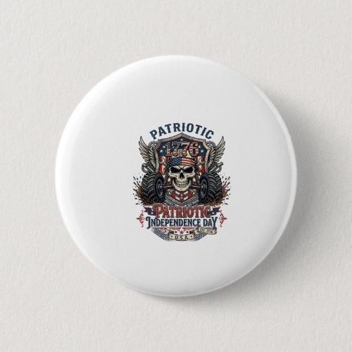 Patriotic 1776 Off Road Skull Monster Truck Heavy Button
