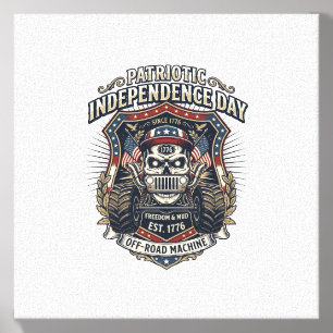 Patriotic 1776 Off Road Skull Monster Truck Heavy Canvas Photo Tile