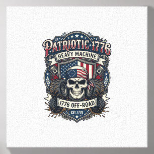 Patriotic 1776 Off Road Skull Monster Truck Heavy Canvas Photo Tile
