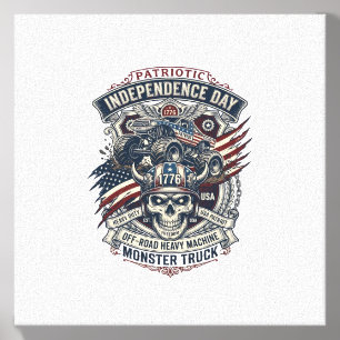 Patriotic 1776 Off Road Skull Monster Truck Heavy Canvas Photo Tile