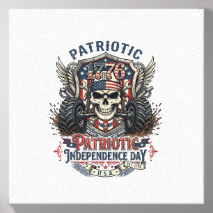 Patriotic 1776 Off Road Skull Monster Truck Heavy Canvas Photo Tile