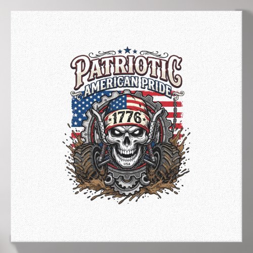 Patriotic 1776 Off Road Skull Monster Truck Heavy Canvas Photo Tile