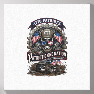 Patriotic 1776 Off Road Skull Monster Truck Heavy Canvas Photo Tile
