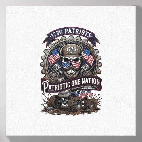 Patriotic 1776 Off Road Skull Monster Truck Heavy Canvas Photo Tile