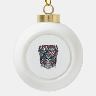 Patriotic 1776 Off Road Skull Monster Truck Heavy Ceramic Ball Christmas Ornament