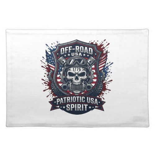 Patriotic 1776 Off Road Skull Monster Truck Heavy Cloth Placemat