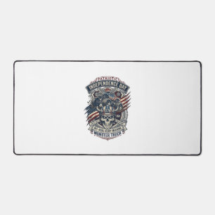 Patriotic 1776 Off Road Skull Monster Truck Heavy Desk Mat