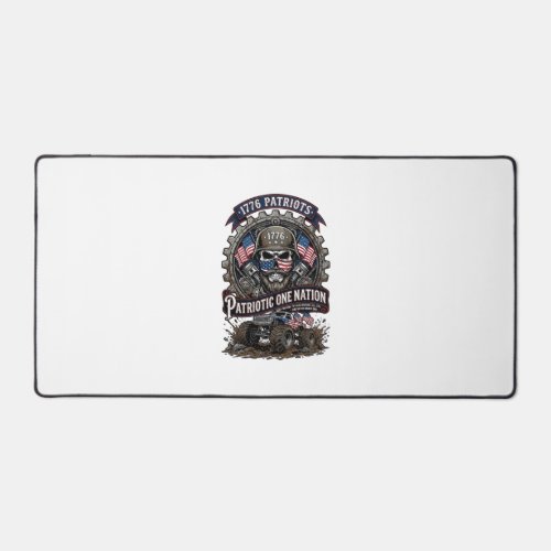 Patriotic 1776 Off Road Skull Monster Truck Heavy Desk Mat
