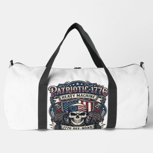 Patriotic 1776 Off Road Skull Monster Truck Heavy Duffle Bag