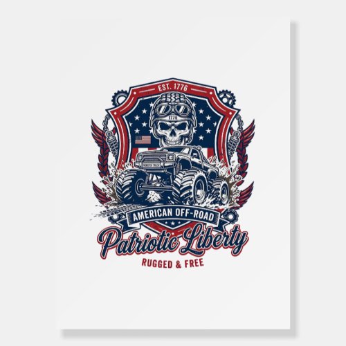 Patriotic 1776 Off Road Skull Monster Truck Heavy  Foam Board