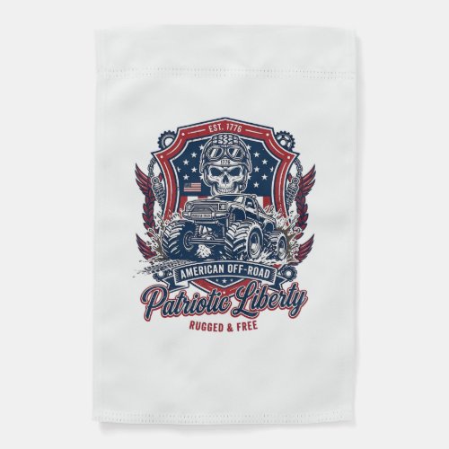 Patriotic 1776 Off Road Skull Monster Truck Heavy Garden Flag