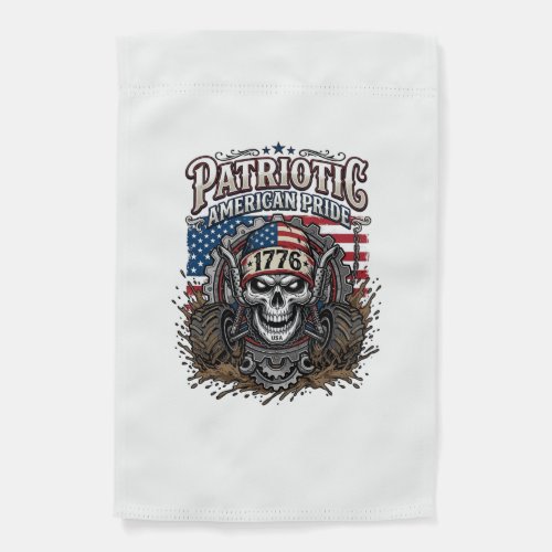 Patriotic 1776 Off Road Skull Monster Truck Heavy  Garden Flag