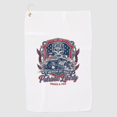 Patriotic 1776 Off Road Skull Monster Truck Heavy Golf Towel