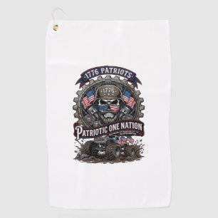Patriotic 1776 Off Road Skull Monster Truck Heavy Golf Towel