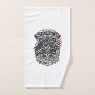 Patriotic 1776 Off Road Skull Monster Truck Heavy  Hand Towel