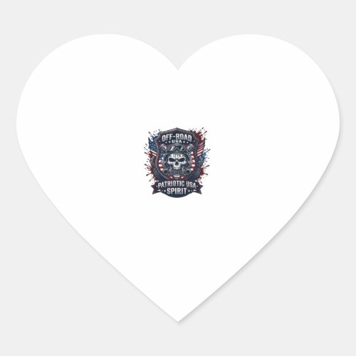Patriotic 1776 Off Road Skull Monster Truck Heavy  Heart Sticker